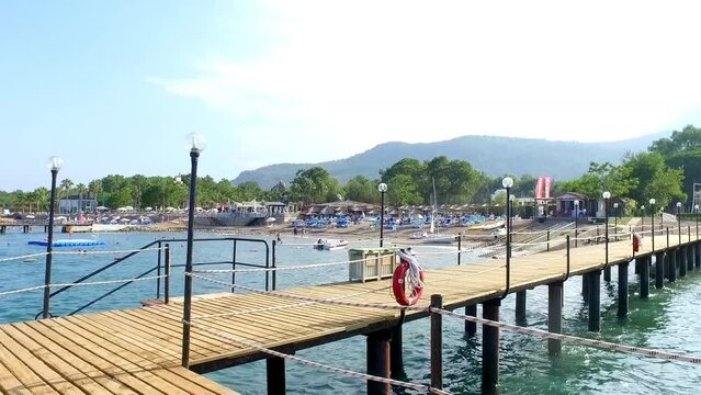 very beautiful beach in Beldibi ( kemer) with a mountain in the background
