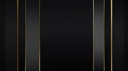 Abstract luxury black grey gradient backgrounds with rectangle frame, golden metallic stripes. Elegant ribbon vertical horizontal banner. Simple minimal border for sale. Dark backdrop, Generative AI