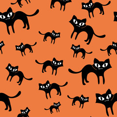 halloween seamless pattern cat black color for background
