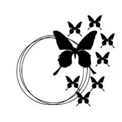 Butterfly outline. Hand drawn illustration. Doodle line art