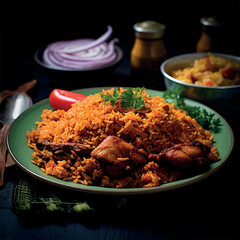 image Jollof rice or simply jollof, also called Benachin, is a single-pot rice dish popular in West African countries