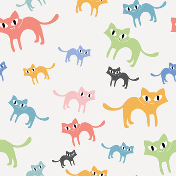Seamless pattern cat pastel color for background