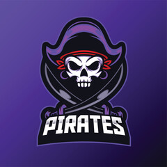 Pirates mascot logo with vector illustration in esport logo style