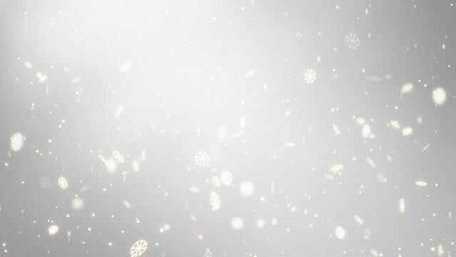 Christmas abstract snowflakes Particles Falling glitter animation. Merry Christmas winter and Happy New Year festival background.