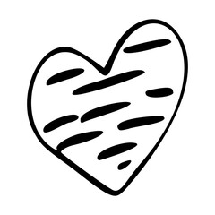 Heart doodle. Hand drawn love symbol, Cute decorative heart icon.