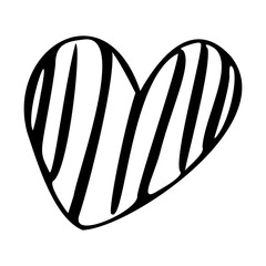 Heart doodle. Hand drawn love symbol, Cute decorative heart icon.