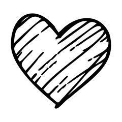 Heart doodle. Hand drawn love symbol, Cute decorative heart icon.