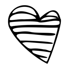 Heart doodle. Hand drawn love symbol, Cute decorative heart icon.