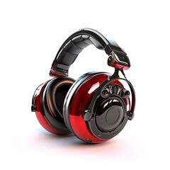 Fototapeta na wymiar Red headphones audio technology illustration