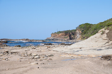 石見畳ヶ浦　隆起した断層と日本海の風景　島根県浜田市 The view of Japan sea and raised fault on Iwami Tatamigaura in Hamada city, Shimane pref. Japan