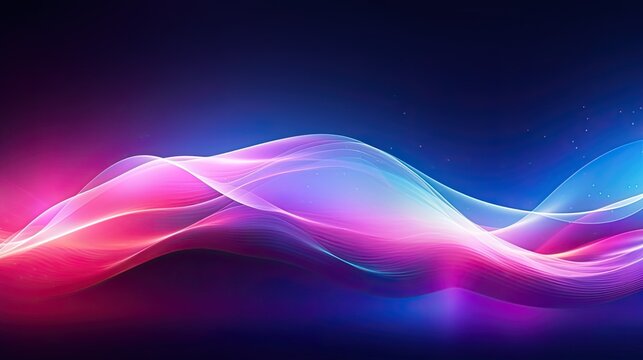 Abstract futuristic background with purple and blue glowing neon moving high speed wave lines and bokeh lights. Visualization of sound waves. Data transfer. Fantastic wallpaper gen by AI