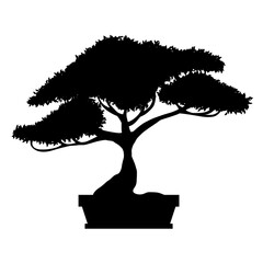 Silhouette Bonsai tree logo illustration icon