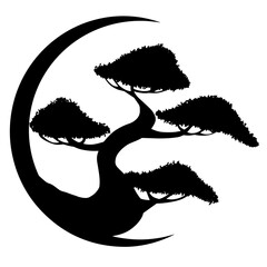 Silhouette Bonsai tree logo illustration icon