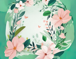 Spring abstract vector backgrounds with flowers with Generative AI.