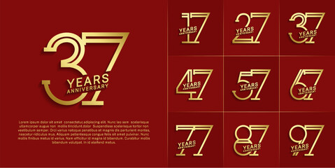 set of anniversary logotype golden color for special celebration event