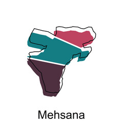 map of Mehsana City modern outline, High detailed illustration vector Design Template
