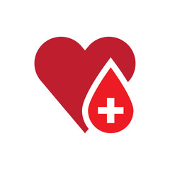 Drop blood and heart logo and icon design.