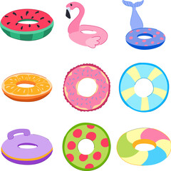 inflatable ring set cartoon. float rubber, water pool, circle lifesaver inflatable ring sign. isolated symbol vector illustration