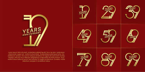 set of anniversary logotype golden color for special celebration event