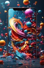 Obraz premium Abstract live wallpaper for phone - Generative AI