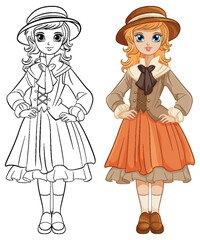 Cute Woman in Vintage Outfit