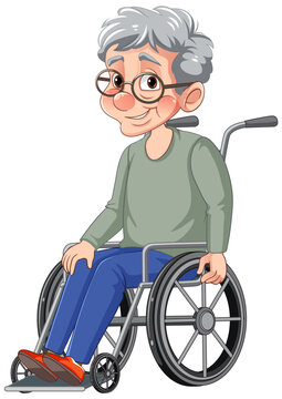 Old Woman Sitting on Wheelchair