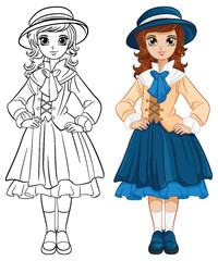 Cute Woman in Vintage Outfit