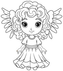 Cute Angel Outline for Creative Coloring