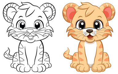 Little Cute Tiger Cartoon Character