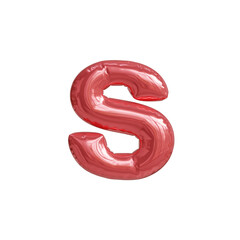 Alphabet S made of red inflatable balloons