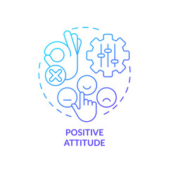 Positive attitude blue gradient concept icon. Building rapport. Customer centric. Client trust. Sales success. Round shape line illustration. Abstract idea. Graphic design. Easy to use