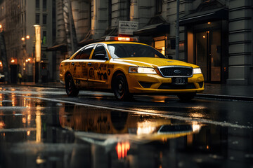A yellow taxi waiting for a passenger