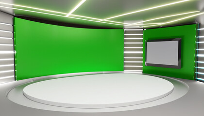 Virtual TV Studio, News Set background, virtual green Screen, virtual TV, television shows, wallpaper. Png, Ai Generate 