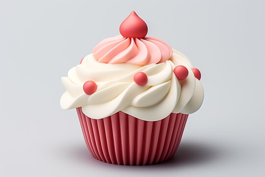 3d cupcake on isolated white background. Generative ai