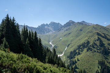 Mountains around Almaty Kazakhstan, Talgar gorge and ski resort Akbulak © Marat