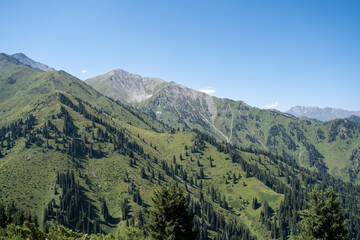 Naklejka premium Mountains around Almaty Kazakhstan, Talgar gorge and ski resort Akbulak