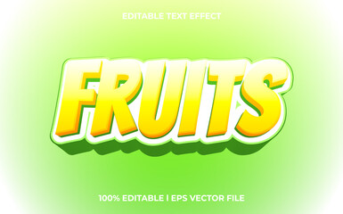 Fruits 3d text effect with blue ice theme. fresh green typography for products tittle