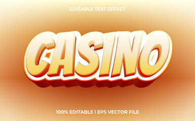 Casino 3d text effect with blue ice theme. shiny typography for products tittle