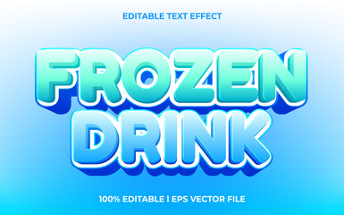 Frozen drink 3d text effect with blue ice theme. blue ice typography for products tittle