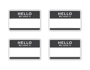 Name tag blank sticker HELLO my name is, isolated flat design vector illustration.