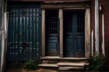 Fototapeta na wymiar old wooden doors Generated by AI