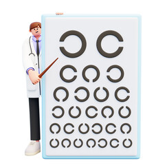 male doctor do vision test
