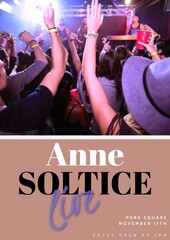 Anne soltice live, park square, november 17th, gates open at 7pm, diverse people enjoying at concert