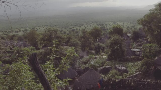 Lotuko tribe village with thatched houses Illeu South Sudan