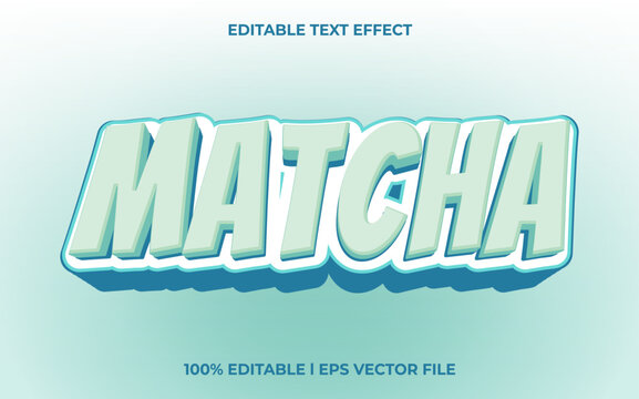 Matcha 3d text effect with blue ice theme. green typography for products tittle