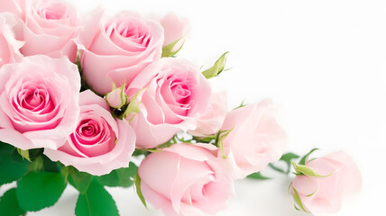 Obraz na płótnie Canvas 結婚式、薔薇の花束、白背景｜Wedding, rose bouquet, white background. Generative AI