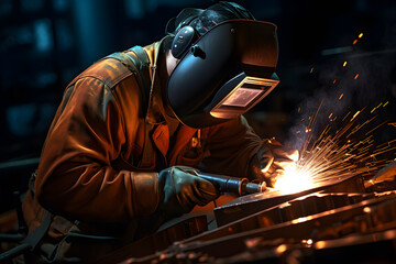 A welder welding a pipe