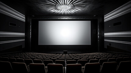 Cinema white screen mockup billboard