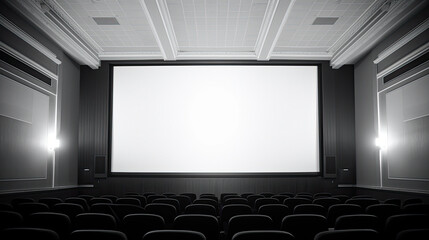 Cinema white screen mockup billboard