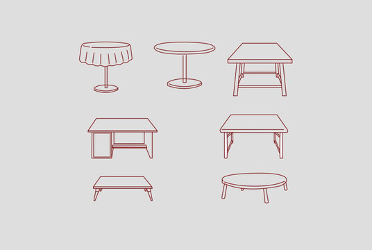 Furniture set of Chair interior icon line illustration collection, With modern vector concept. 